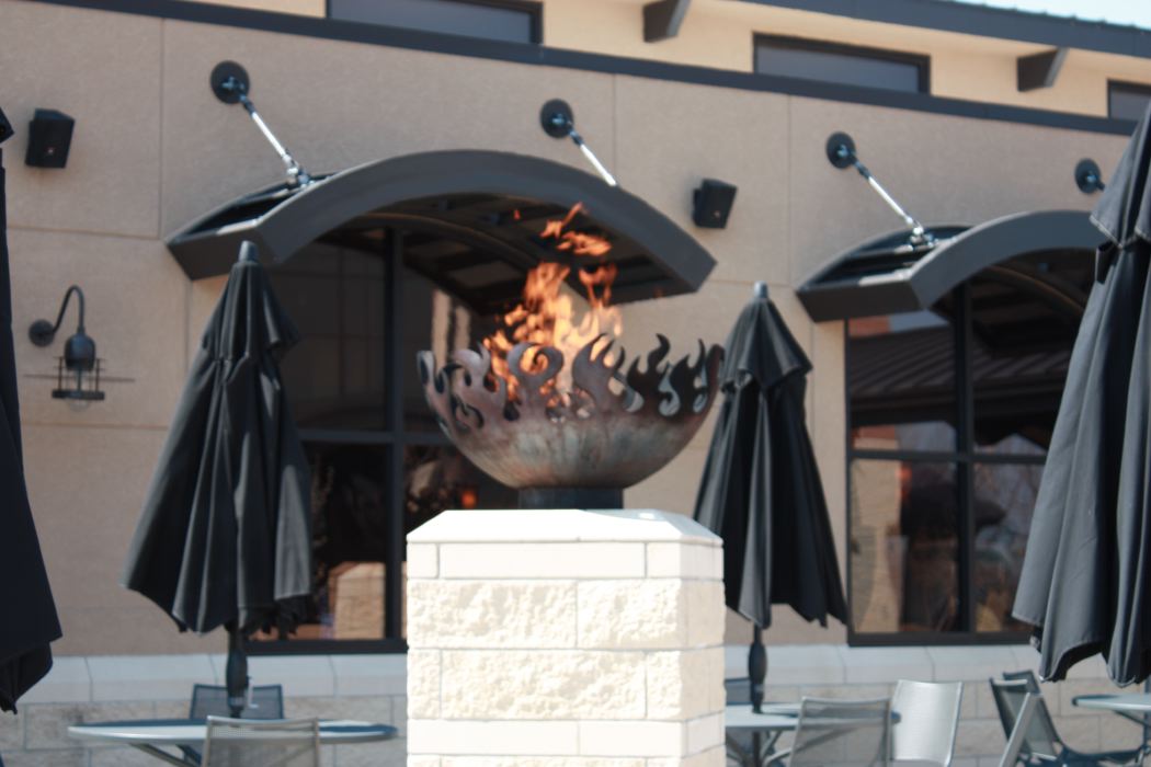 Great Bowl O' Fire 37 Inch Sculptural Firebowl™ at Brick Oven Courtyard Grille Topeka, KS