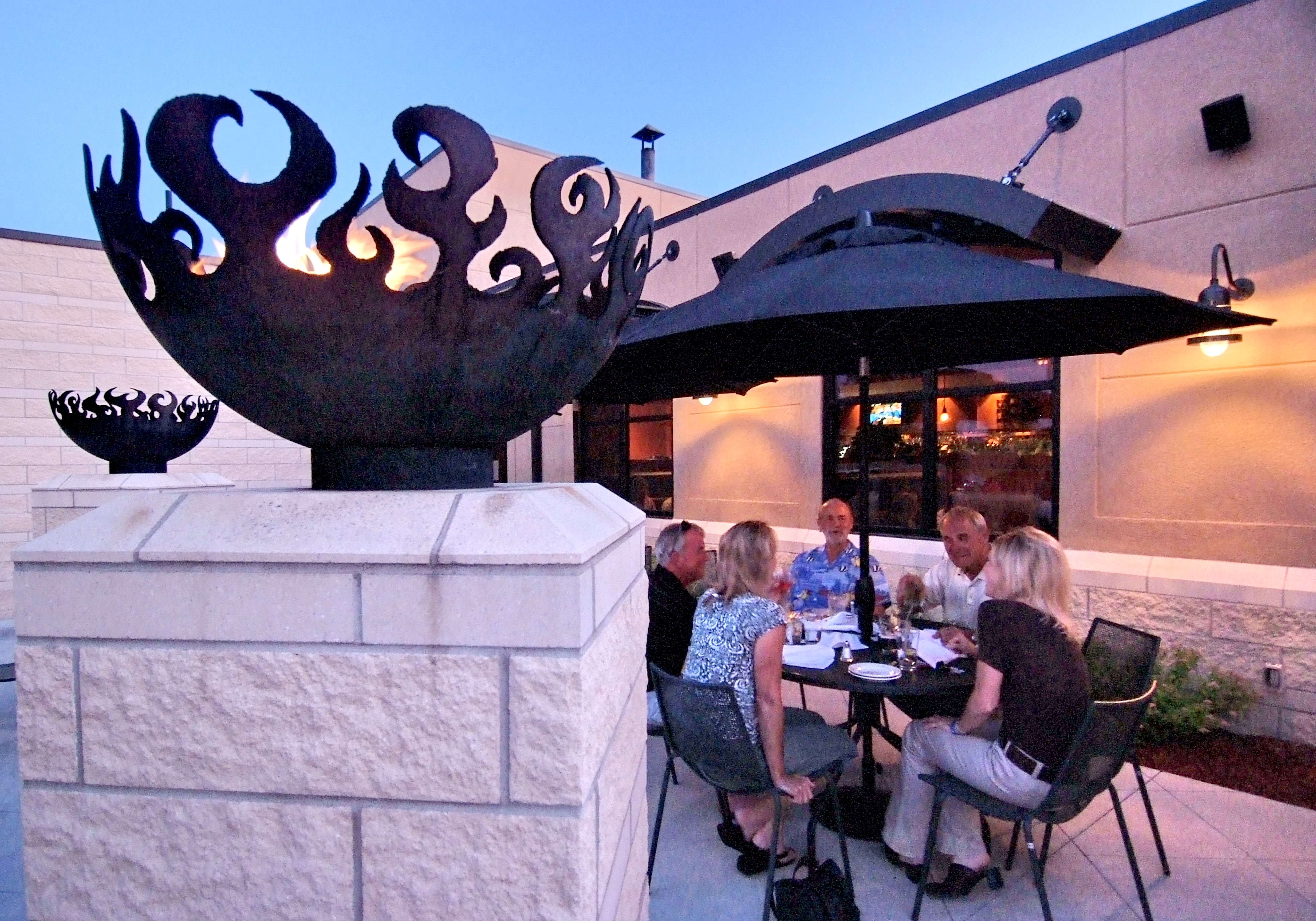 Great Bowl O' Fire 37 Inch Sculptural Firebowl™ at Brick Oven Courtyard Grille Topeka, KS