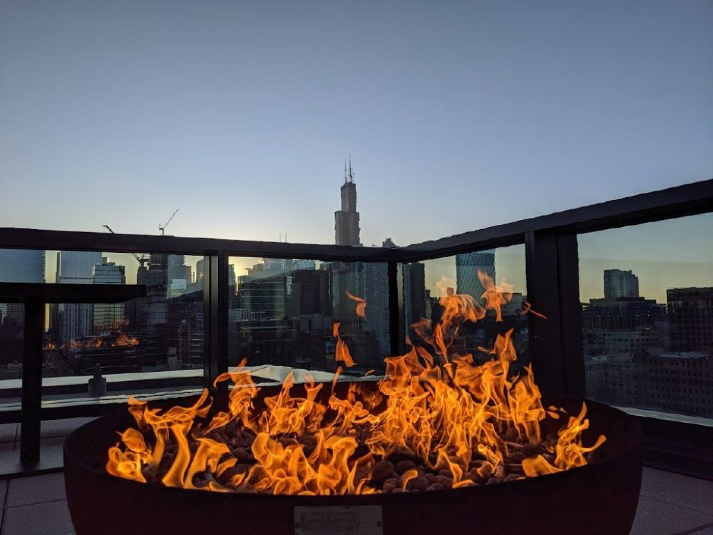 Big Bowl O' Zen fire pit Google HQ Chicago roof deck